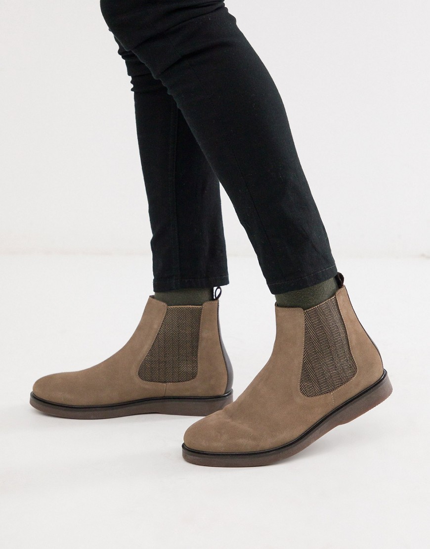 фото Замшевые серо-коричневые ботинки челси h by hudson calverston-коричневый