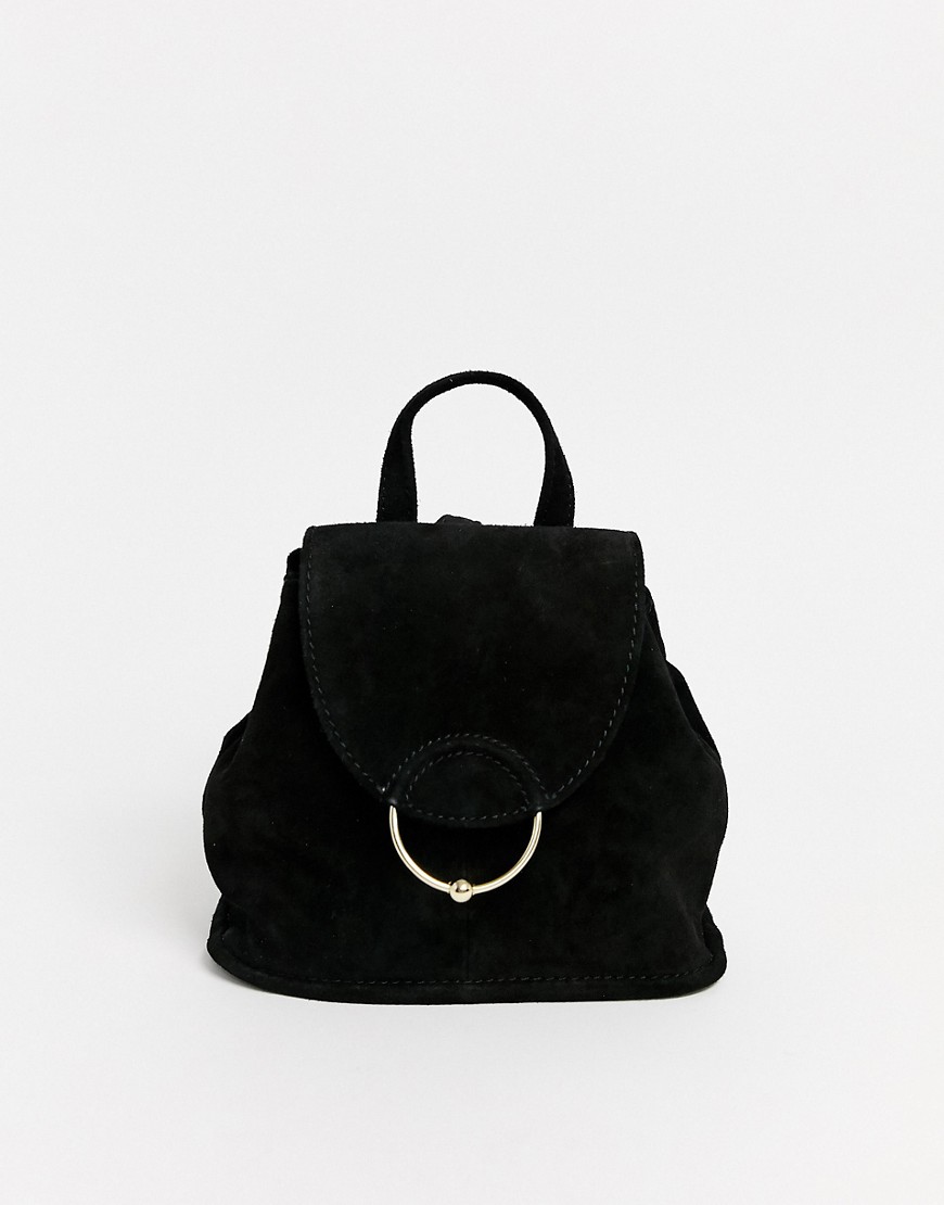 фото Замшевый рюкзак с кольцом и шариком asos design-черный