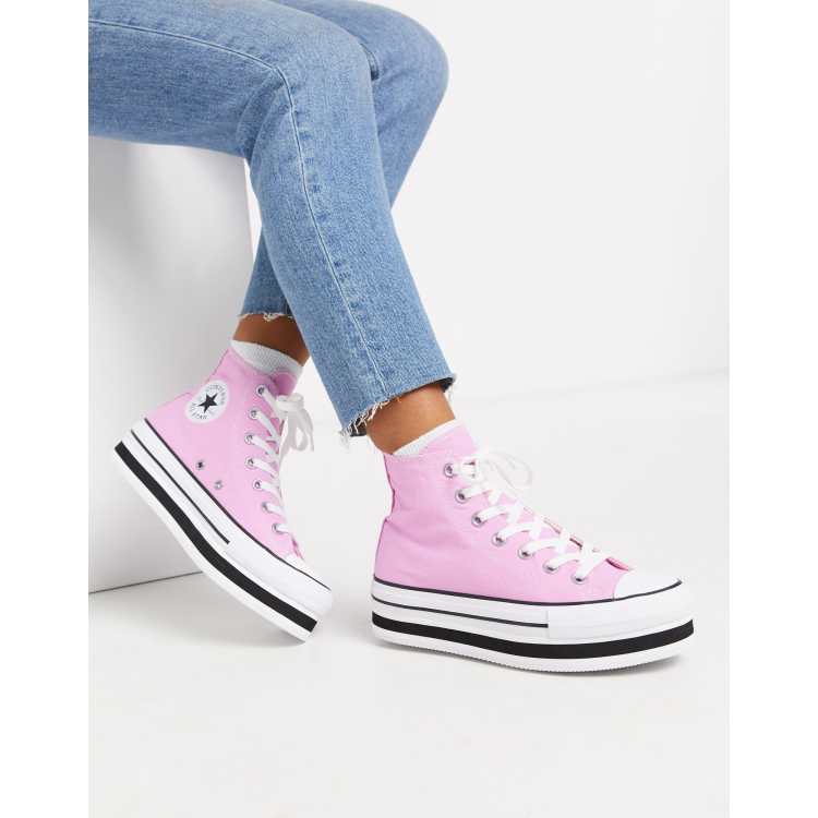 Zapatillas abotinadas con plataforma plana en rosa Chuck de ASOS