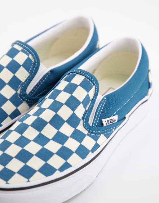 Vans azules store con cuadros