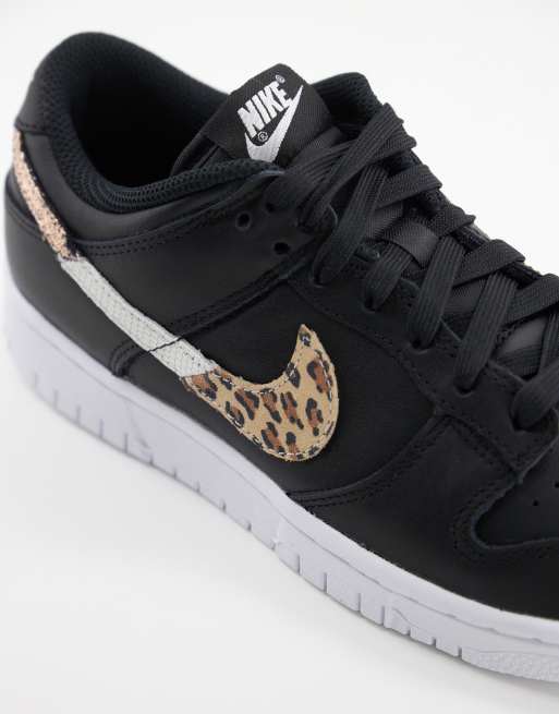 Zapatillas bajas negras con estampado de leopardo y logo Dunk de Nike - BLACK, 3 de 4