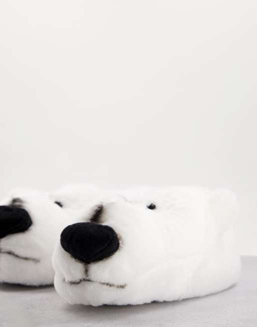 Zapatillas blancas con diseño navideño de oso polar de Loungeable
