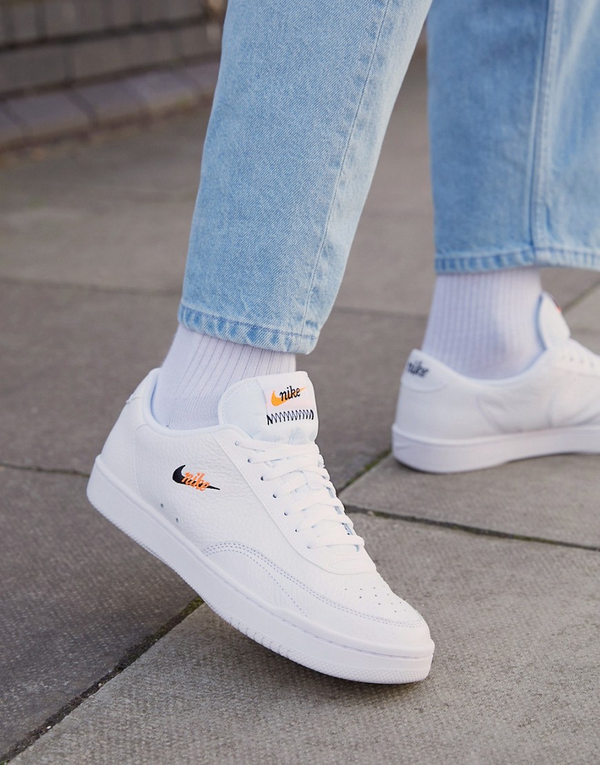 Zapatillas blancas de cuero Court Vintage Premium de Nike-Blanco