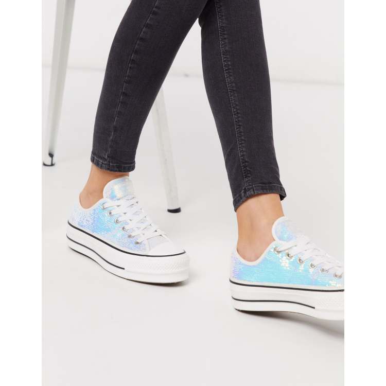 Zapatillas brillantes plataforma y lentejuelas en plateado Chuck Taylor lift de Converse | ASOS