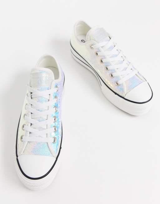 Zapatillas brillantes plataforma y lentejuelas en plateado Chuck Taylor lift de Converse | ASOS