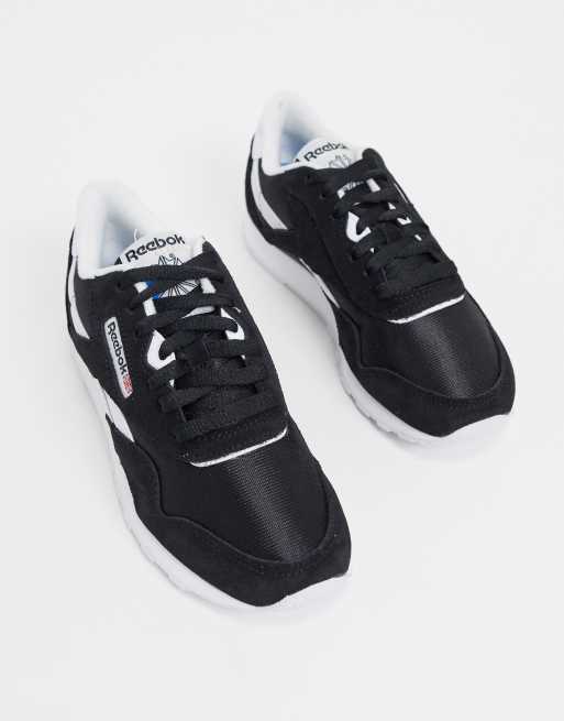 Zapatillas clásicas de nailon en blanco y negro de Reebok, 4 de 4