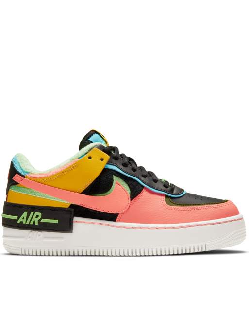 Zapatillas color negro y fluorescente de piel sint tica Air Force 1 Shadow de Nike