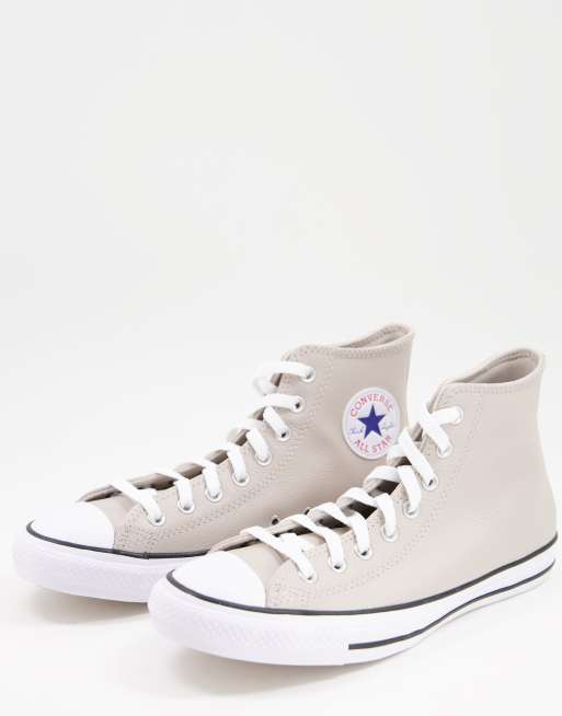 Zapatillas color piedra de cuero Chuck Taylor All Star Hi de Converse