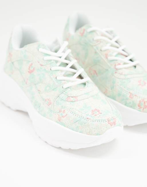 Zapatillas deportivas estampado floral Blanco