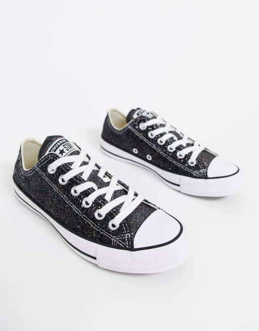 Zapatillas con purpurina en brillo negro Chuck Taylor Ox de Converse