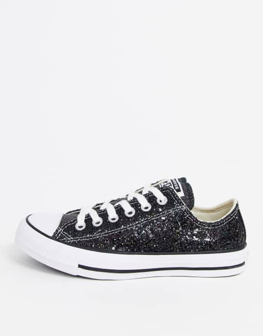 Zapatillas con purpurina en brillo negro Chuck Taylor Ox de Converse