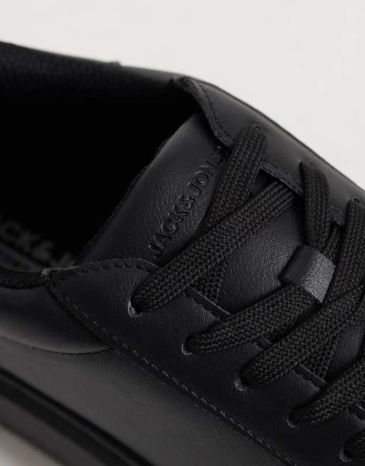 Zapatillas de cuero sintético en negro de Jack & Jones, 4 de 4