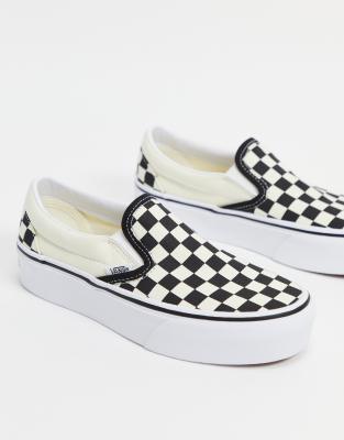 Zapatillas de cuadros dameros blancos y negros con plataforma sin cierres de Vans ASOS