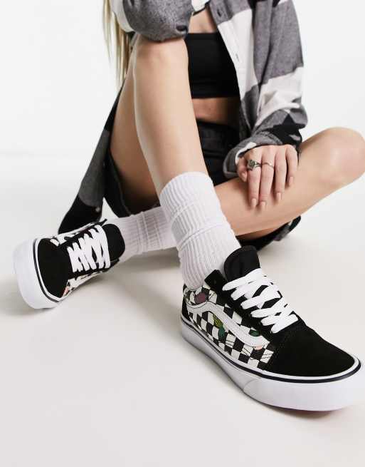 Con otras bandas Dependencia Comida Zapatillas de deporte a cuadros dameros con estampado frutal Old Skool de  Vans | ASOS