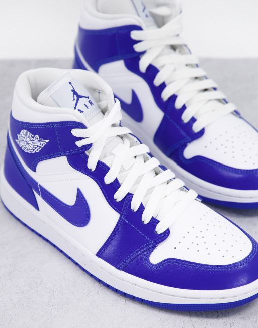 Zapatillas de deporte abotinadas azul real y blancas Air 1 de Jordan, 3 de 4