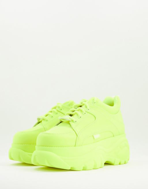 Zapatillas de deporte amarillo neón con plataforma plana gruesa de Buffalo
