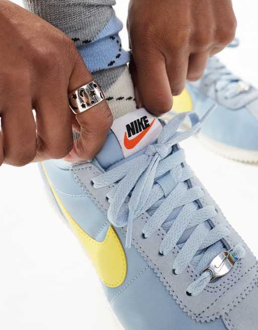 Zapatillas de deporte azul claro y amarillas de ante Cortez TXT de