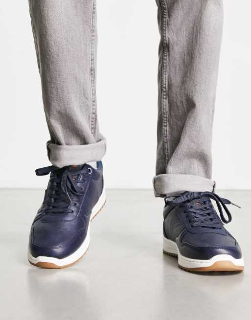 Zapatillas de deporte azul marino y blancas de estilo retro de Jack & Jones, 4 de 4