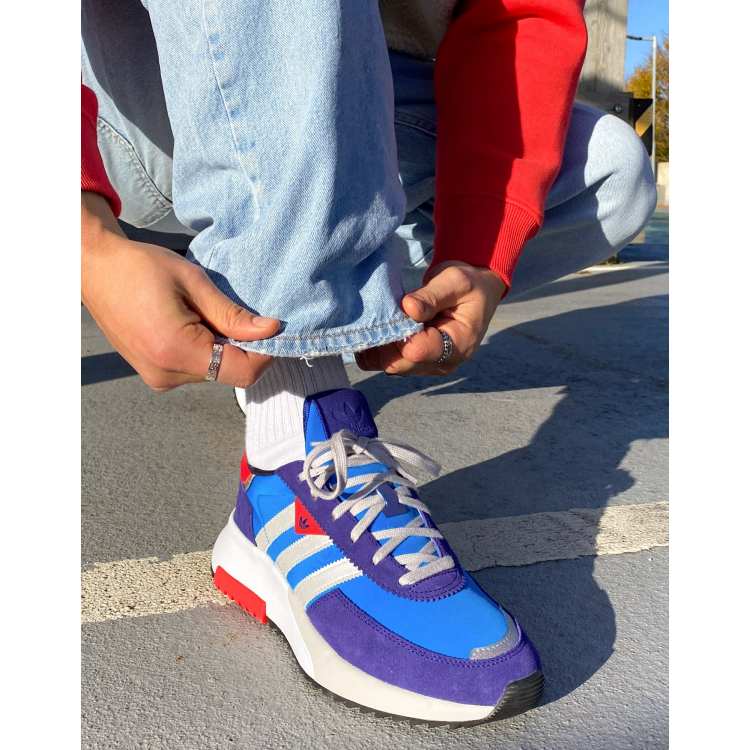 Zapatillas de deporte azules y rojas Retropy F2 de adidas Originals