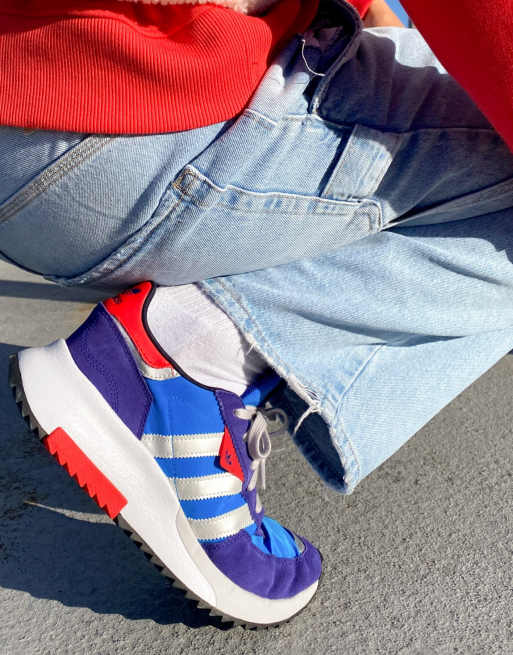 Zapatillas de deporte azules y rojas Retropy F2 de adidas Originals