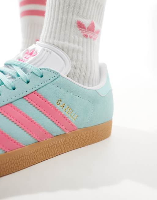 Zapatillas de deporte azules y rosas con suela de goma Gazelle de adidas Originals