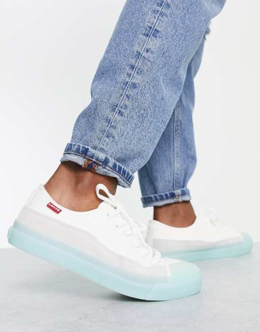 Zapatillas de deporte bajas blancas con suela azul translúcida Square Low de Levi's