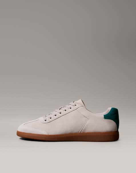 Zapatillas de deporte bajas blanco hueso y verdes de ante con suela de goma cupsole de Calvin Klein - view 1
