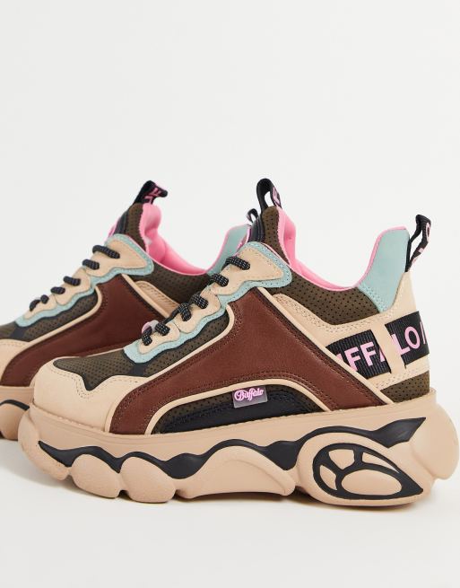 Zapatillas de deporte beis y multicolores con suela gruesa CLD Chai de Buffalo