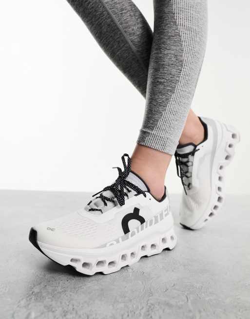 Tenis On Running CLOUDMONSTER Blanco Plata Mujer