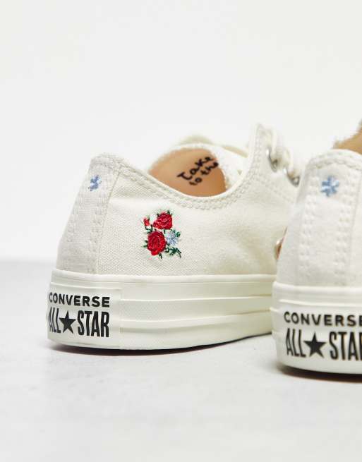 Zapatillas de deporte blancas con bordado de flores Chuck Taylor