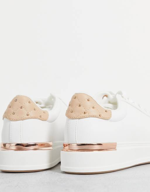 Zapatillas de deporte blancas con diseño metalizado y detalle dorado rosa metálico Marilyn schuh | ASOS