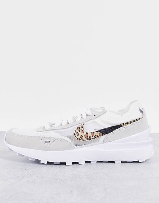 Mujer Zapatos | Zapatillas de deporte blancas con estampado de logo de leopardo Waffle One de Nike - ZJ63679