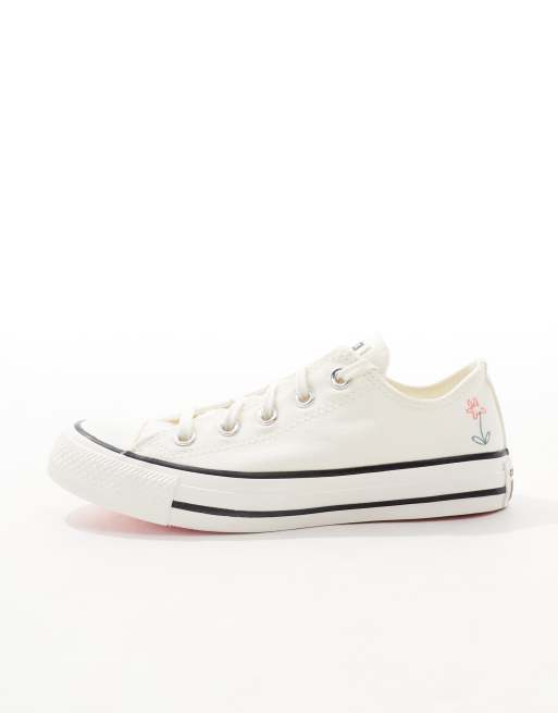 Zapatillas de deporte blancas con flores bordadas Chuck Taylor All Star Ox de Converse, 3 de 5