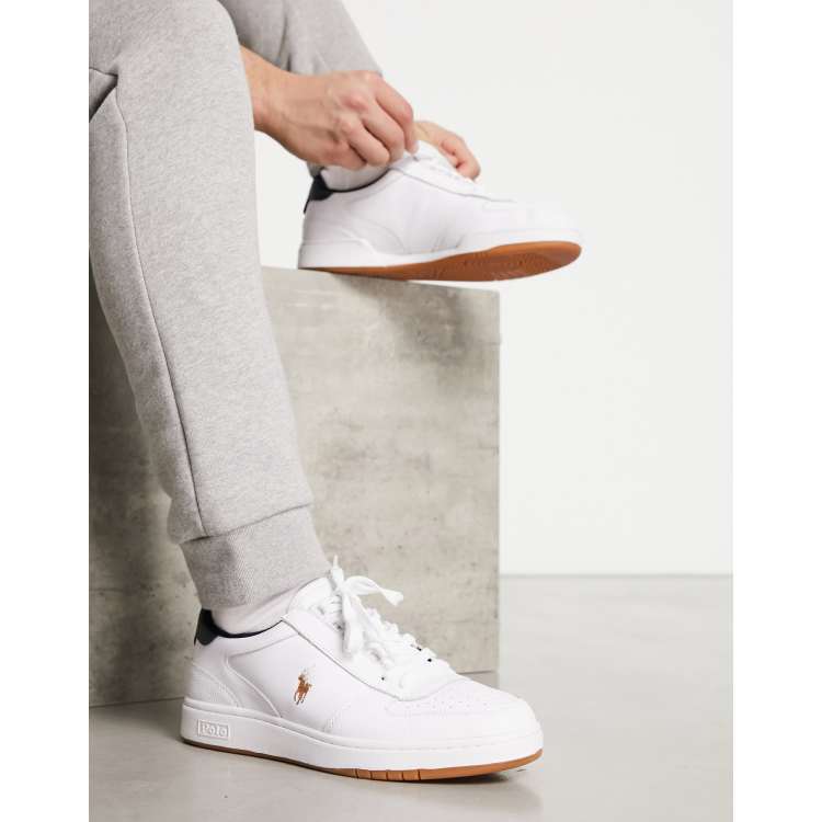 Zapatillas Polo Sport Hombre Court Cuero Low-Top Blancas Chile HWYVS-4950