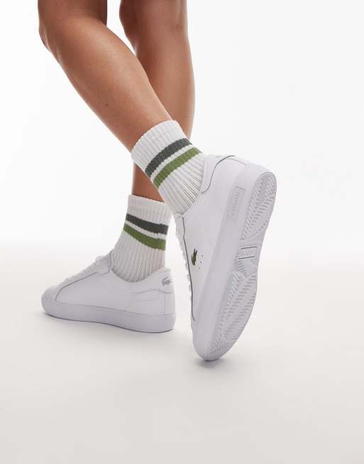Zapatillas de deporte blancas con logo de cuero Powercourt de Lacoste , 3 de 5