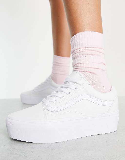 vans old skool plataforma blancas