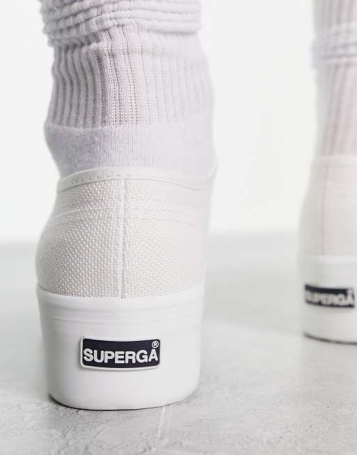 Zapatillas de deporte blancas con plataforma plana 2790 de Superga, 3 de 4