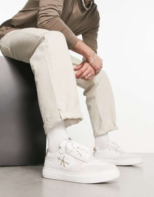 Zapatillas de deporte blancas con suela cupsole y logo de Calvin Klein Jeans