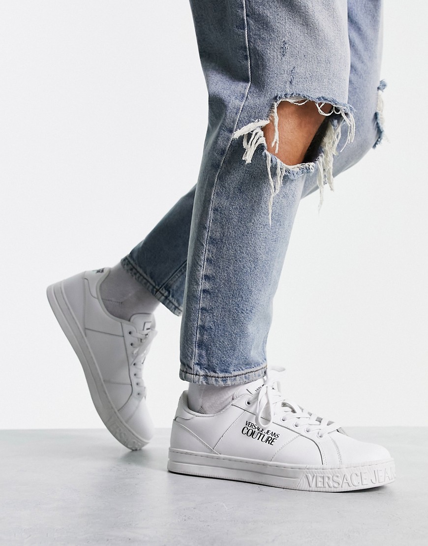 zapatillas de deporte blancas con suela gruesa court 88 de versace jeans couture-blanco