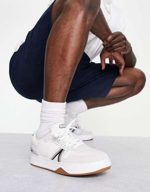 Zapatillas de deporte blancas con suela gruesa de cuero L001 de Lacoste