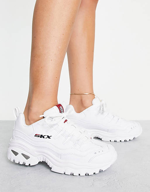 Gimnasta Camarada Hacia arriba Zapatillas de deporte blancas con suela gruesa Energy SKX de Skechers | ASOS