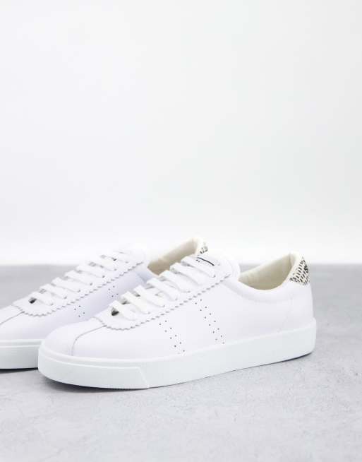 Zapatillas de deporte blancas con talonera de efecto reptil de cuero 2843 Club S de Superga