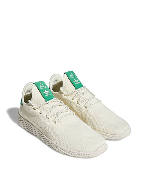 Volverse Lavar ventanas Consejo Zapatillas de deporte blancas con talonera verde Tennis HU de adidas  Originals x Pharrell Williams | ASOS