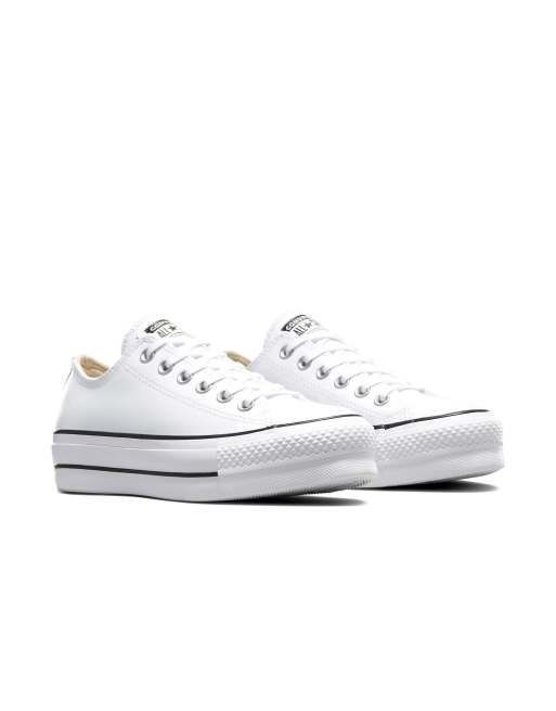 Zapatillas de deporte blancas de cuero Chuck Taylor All Star Lift Ox de Converse, 3 de 4