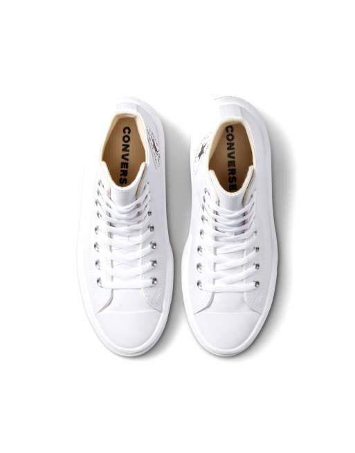 Zapatillas de deporte blancas de cuero Chuck Taylor All Star Move Hi de Converse, 3 de 4