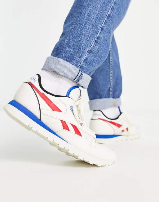 Zapatillas Reebok Classic Leather Azul Blanco Rojo Hombre