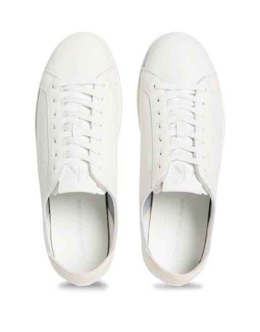 Zapatillas de deporte blancas de cuero con suela cupsole de Calvin Klein, 4 de 5