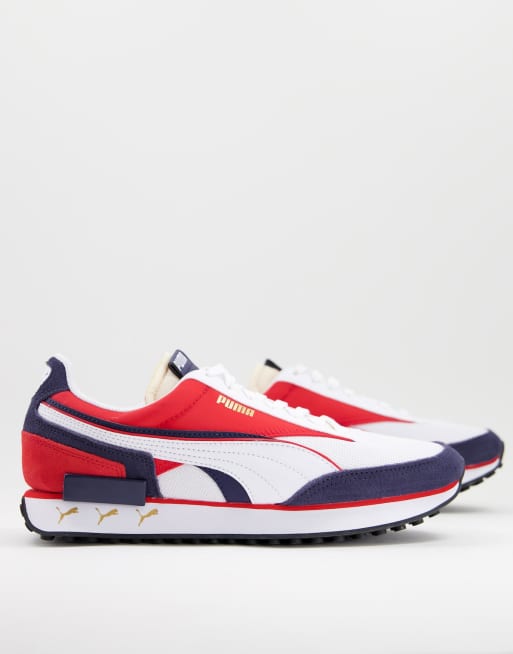 Zapatillas de deporte blancas, rojas y azules con logo repetido de felino Future Rider exclusivas en ASOS de PUMA