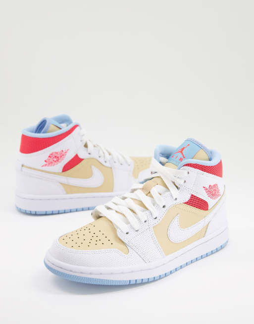 Zapatillas de deporte blancas, rosas y color melocotón Air 1 Mid SE de Jordan