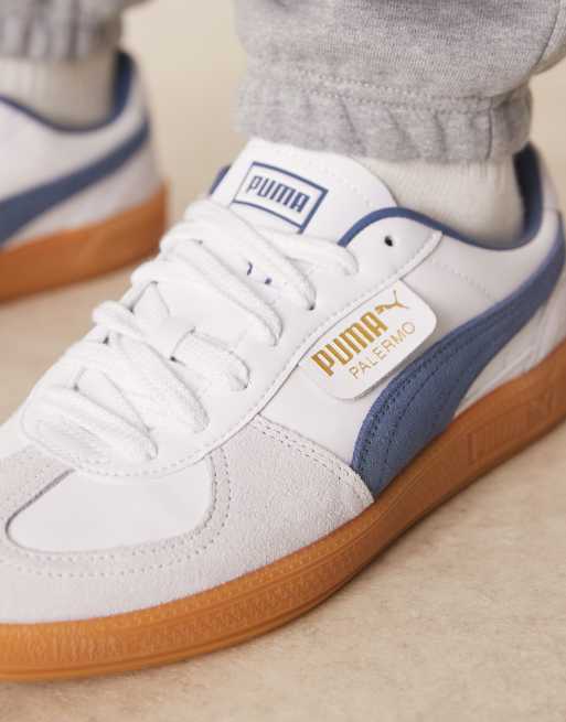 Zapatillas de deporte blancas unisex con detalles azules Palermo de PUMA, 3 de 5